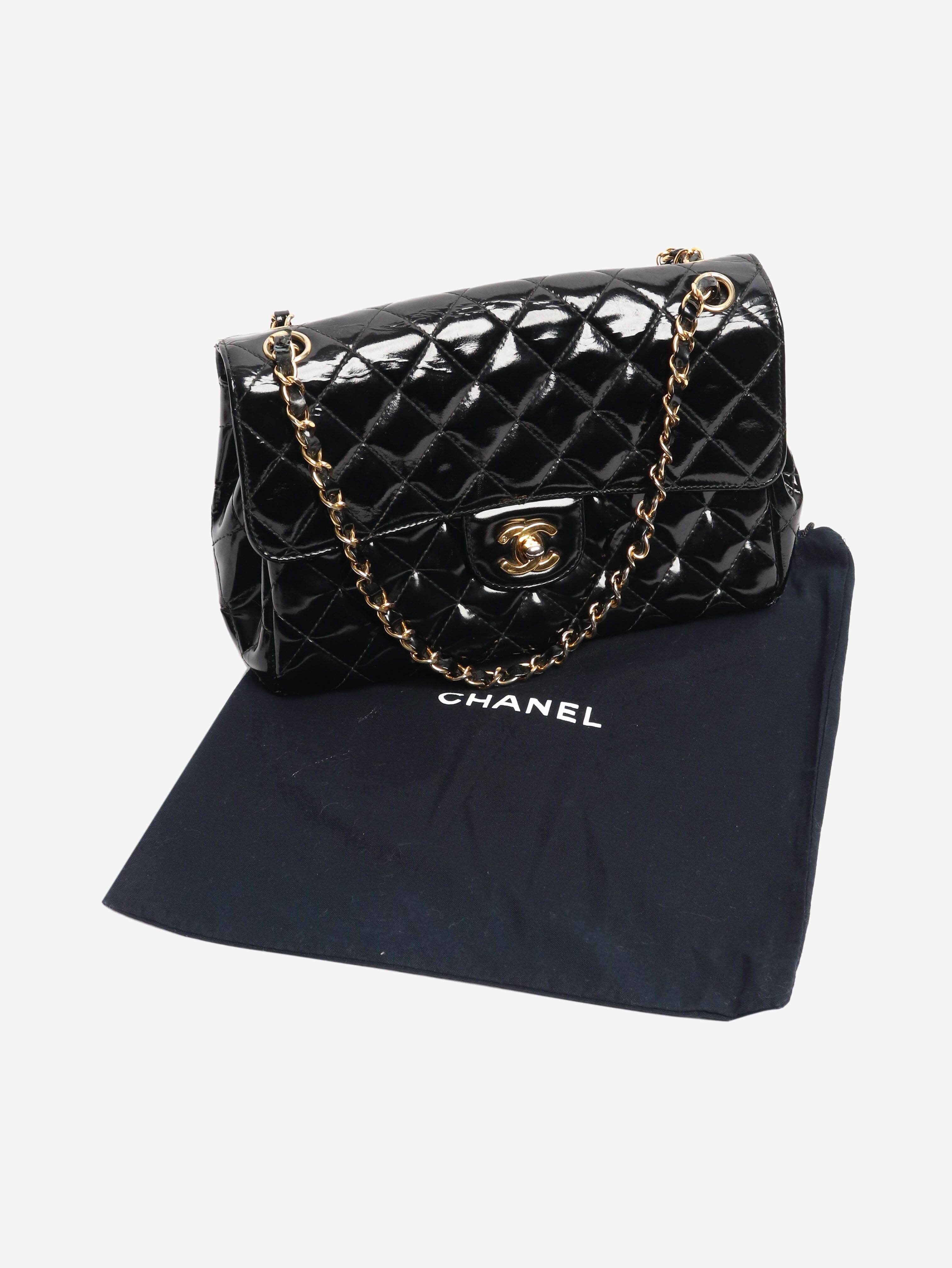 Black vintage 1994 patent double-sided Classic Flap bag Shoulder bags Chanel 