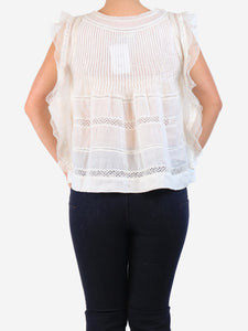 Isabel Marant White sleeveless ruffled top - size UK 10