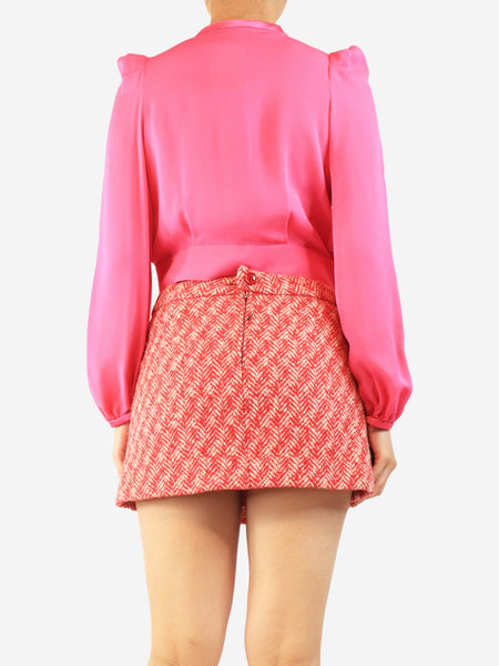 Pink pleated silk blouse - size UK 10 alternate image