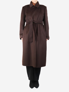 Max Mara Chocolate angora-blend coat - size UK 16