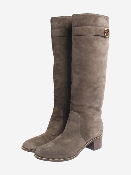 Brown suede knee high boots - size EU 38 (UK 5) alternate image