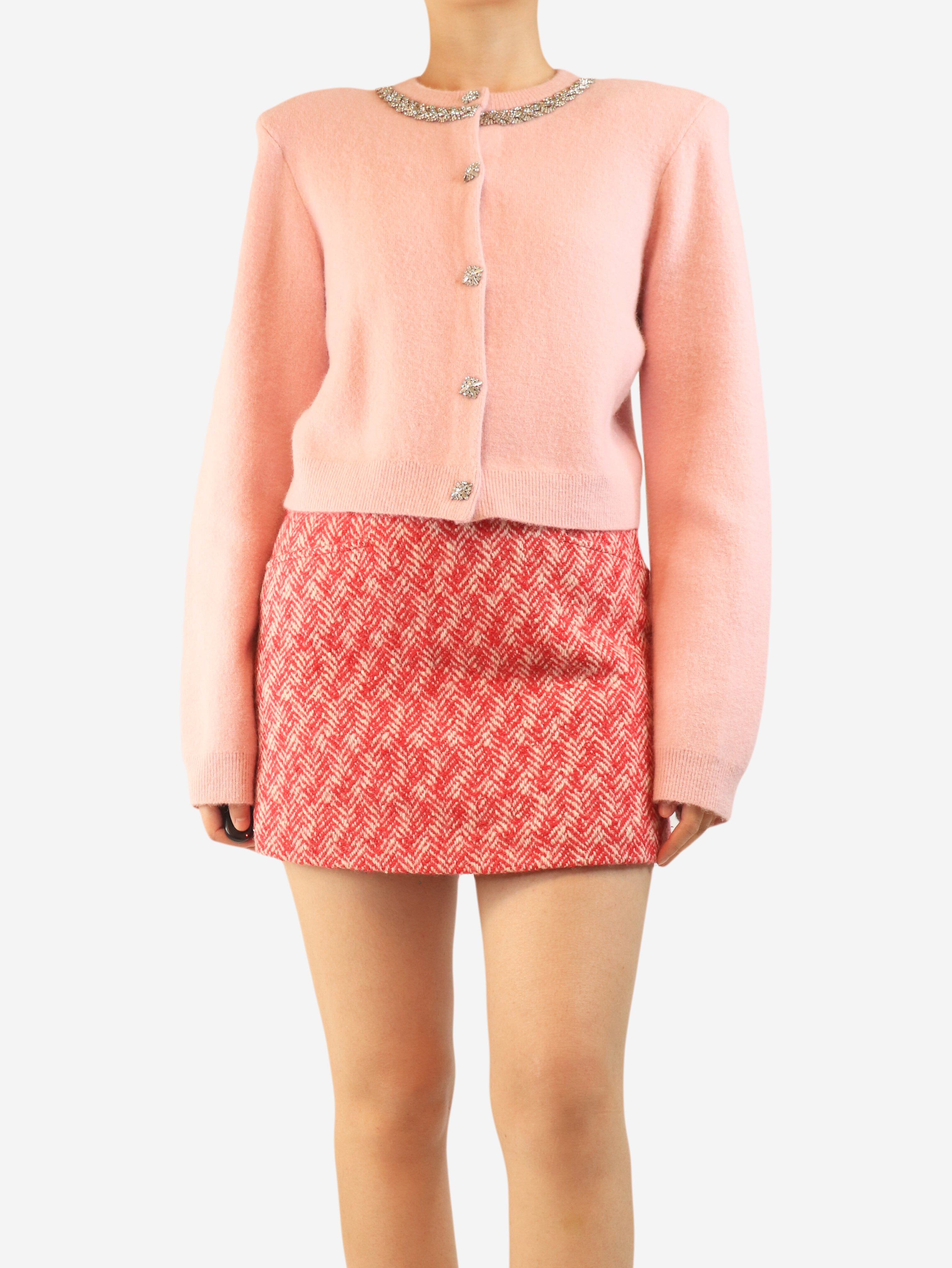Pink embellished cardigan - size L Knitwear self-portrait 
