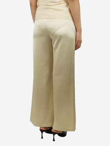 Toteme Cream wide-leg satin trousers - size UK 8