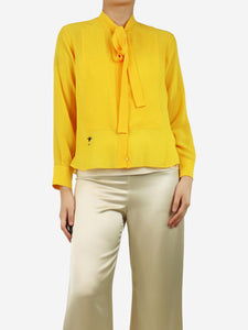 Christian Dior Yellow silk embroidered shirt - size UK 8