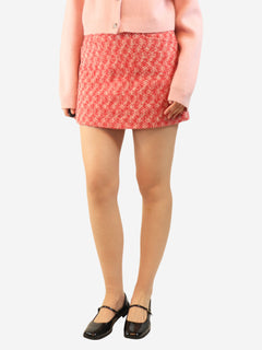 Red Herringbone wool mini skirt - size UK 8 Skirts Miu Miu 