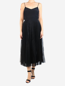 Victoria Beckham Black sleeveless silk pleated dress - size UK 8