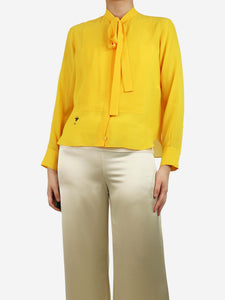 Christian Dior Yellow silk embroidered shirt - size UK 8