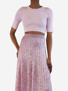Missoni Pink ribbed short sleeve crop-top - size UK 8