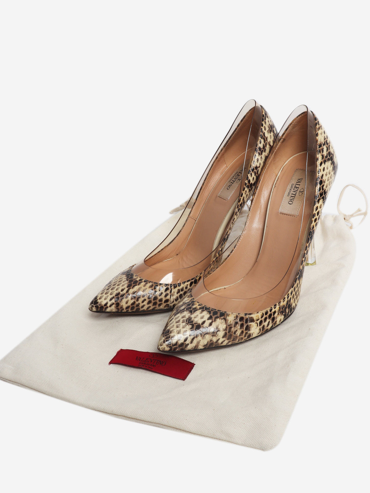 Brown snakeskin and PVC pointed-toe pumps - size EU 39.5 Heels Valentino 