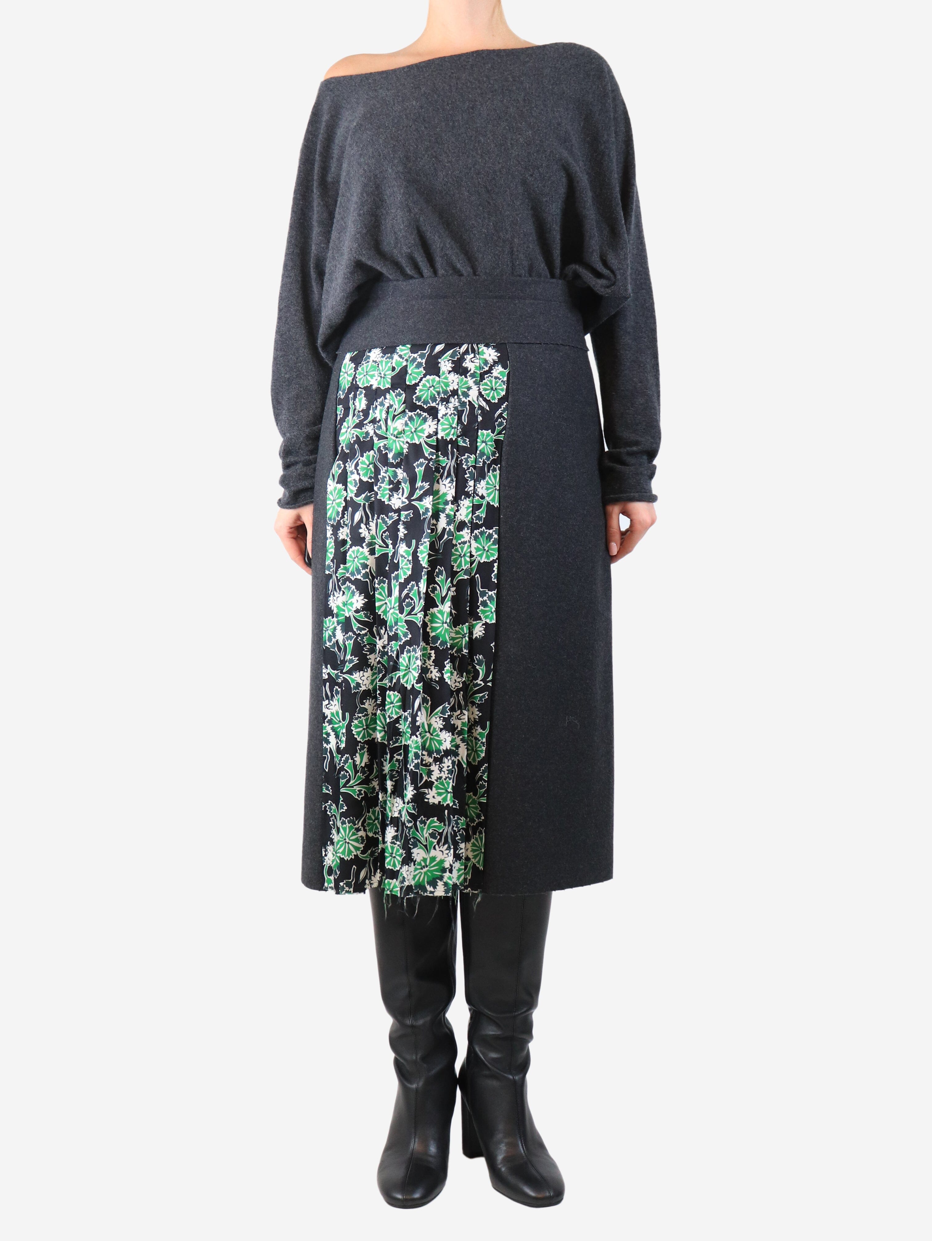 Dark grey wool and silk-blend midi skirt - size UK 10 Skirts Marni 