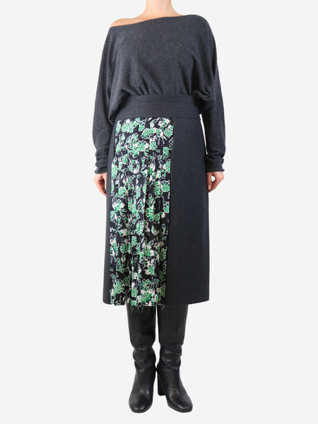 Dark grey wool and silk-blend midi skirt - size UK 10 alternate image