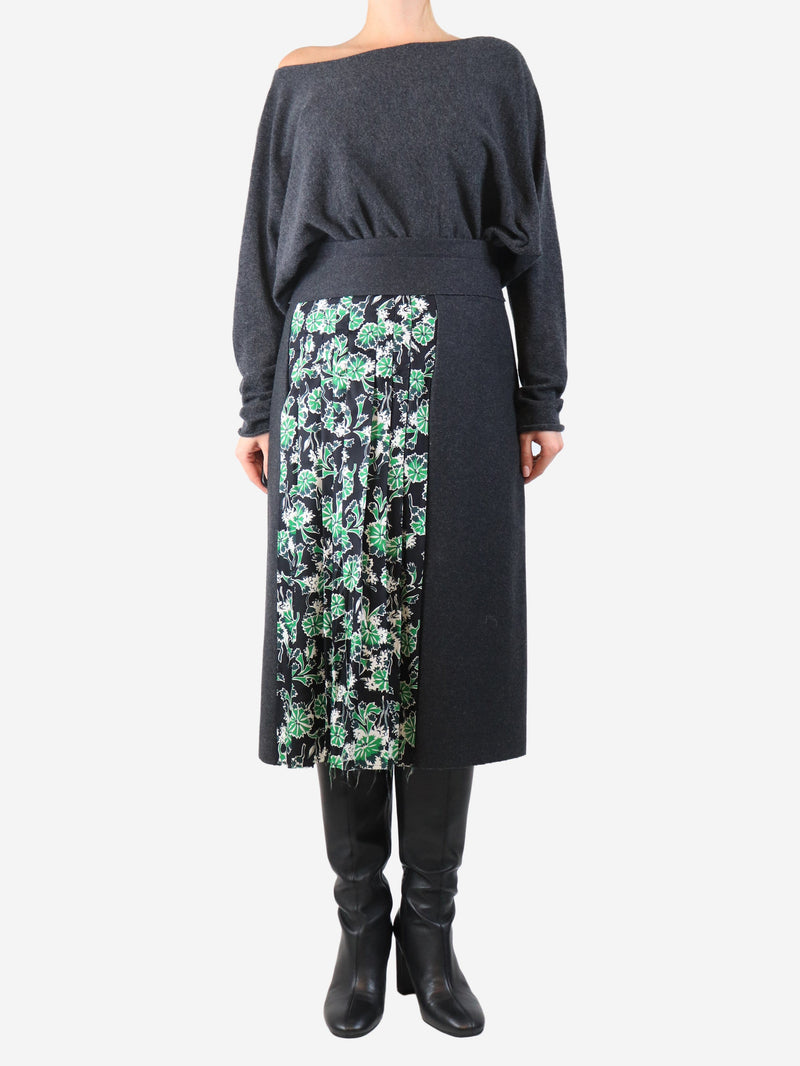 Dark grey wool and silk-blend midi skirt - size UK 10 Skirts Marni 