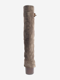 Brown suede knee high boots - size EU 38 (UK 5) Boots Sergio Rossi 