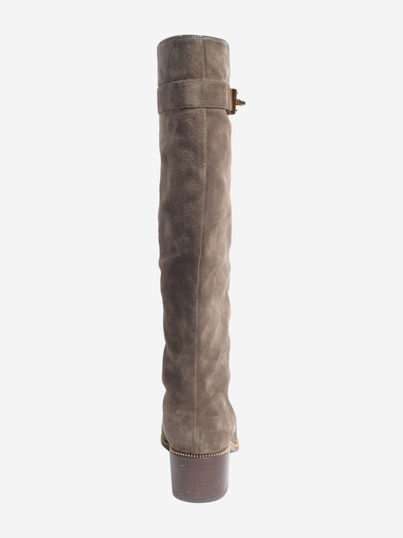 Brown suede knee high boots - size EU 38 (UK 5) Boots Sergio Rossi 