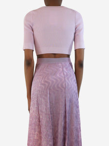 Missoni Pink ribbed short sleeve crop-top - size UK 8