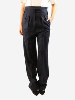 Navy pinstripe wide-leg trousers - size UK 10 Trousers Max Mara 