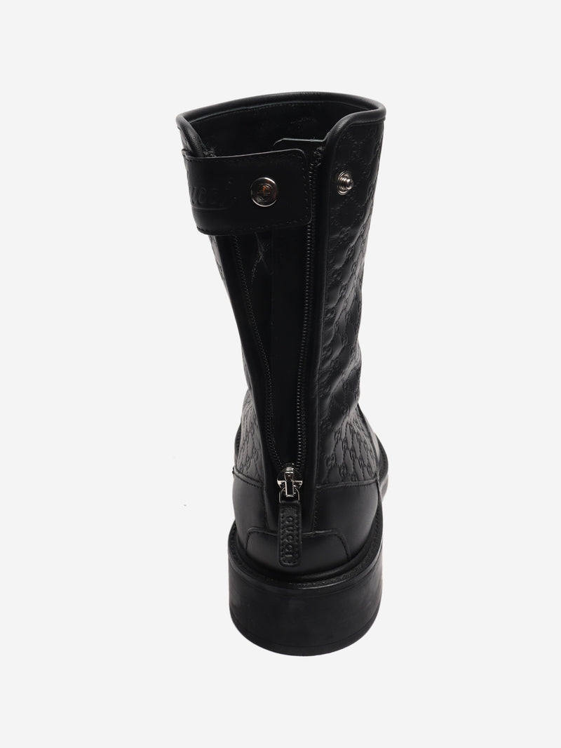 Black Guccissima leather ankle boots - size EU 35.5