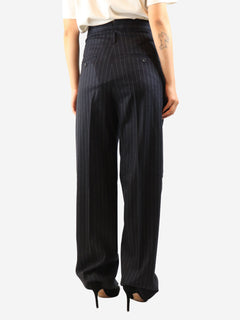 Navy pinstripe wide-leg trousers - size UK 10 Trousers Max Mara 