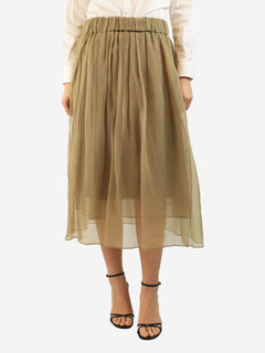 Brown silk layered midi skirt - size UK 10 Skirts Brunello Cucinelli 