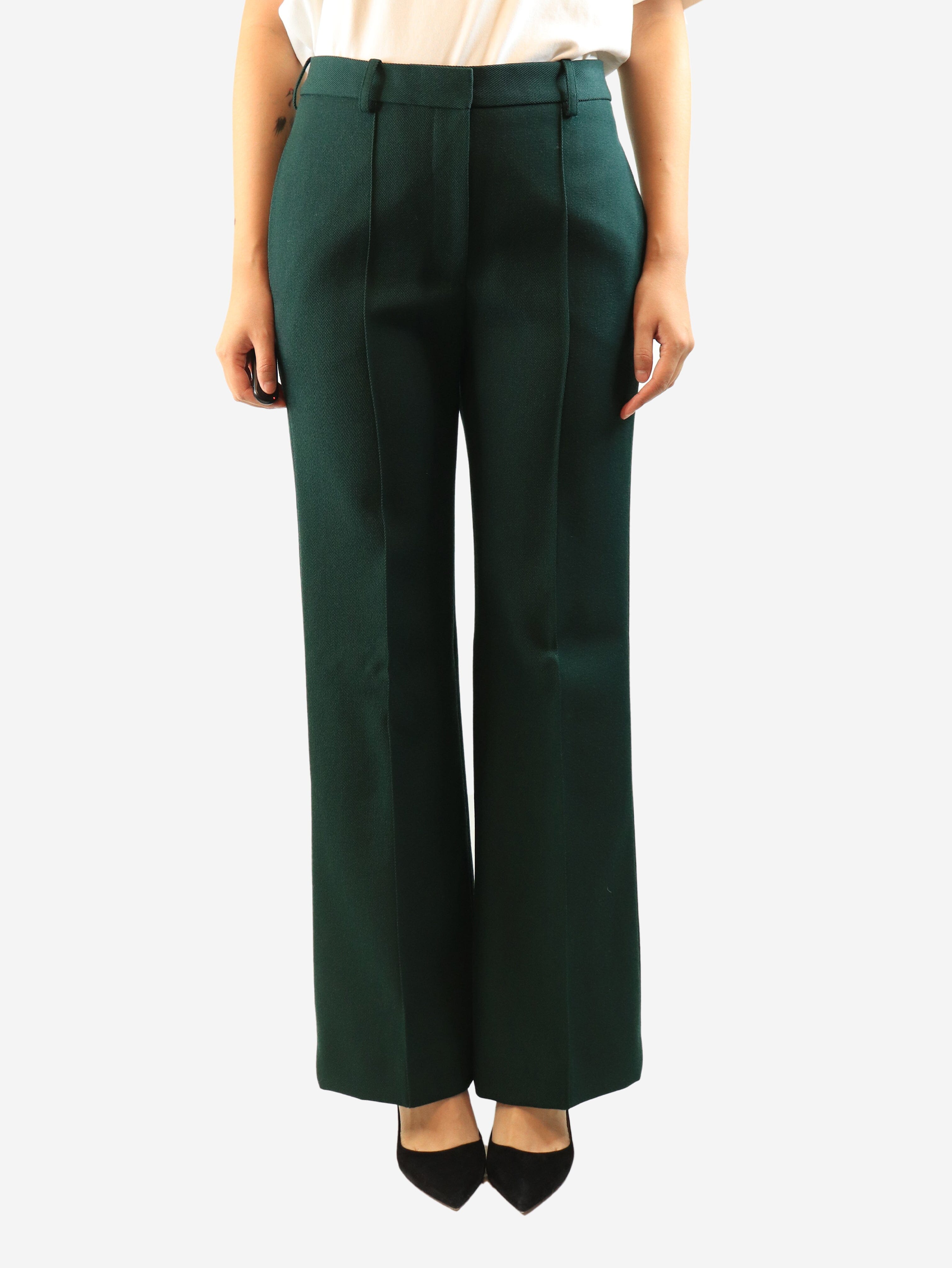 Dark green wool trousers - size UK 10 Trousers Victoria Beckham 