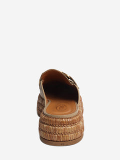 Beige Kate leather and raffia platform mules - size EU 39 Flat Sandals Tod's 
