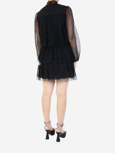 Valentino Black tiered polka dot tulle dress - size IT 42