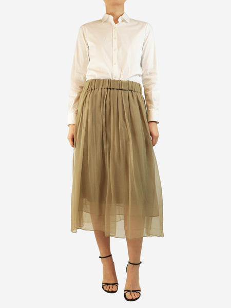 Brown silk layered midi skirt - size UK 10 alternate image