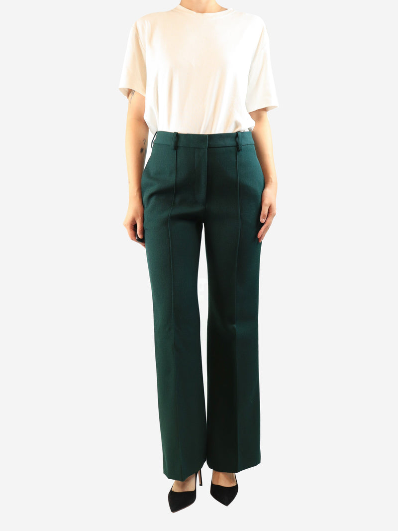 Dark green wool trousers - size UK 10 Trousers Victoria Beckham 