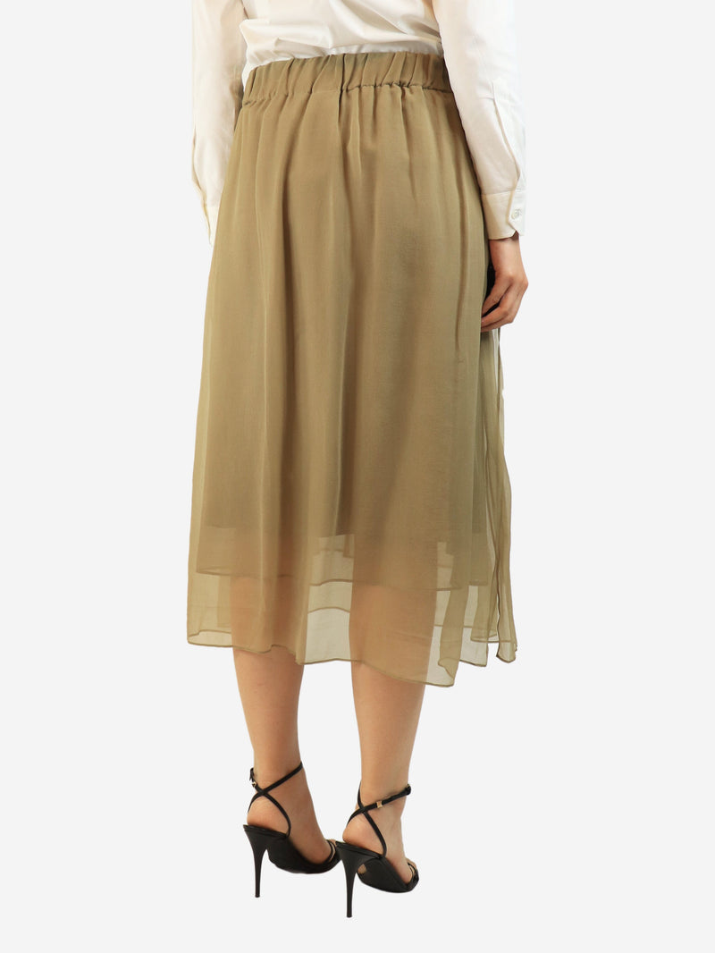 Brown silk layered midi skirt - size UK 10 Skirts Brunello Cucinelli 