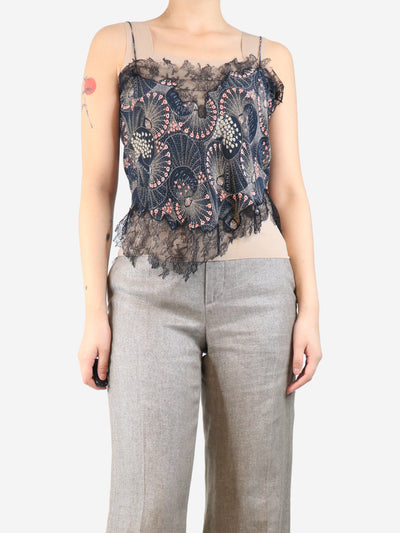 Navy lace-trim cami top - size UK 10 Tops Givenchy 