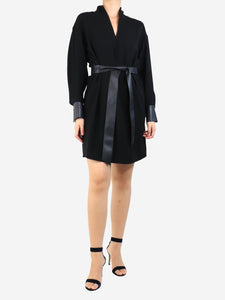 Vince Black printed V-neck belted dress - size S