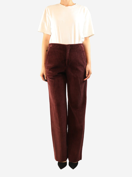 Burgundy corduroy trousers - size UK 10 alternate image
