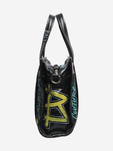 Balenciaga Black Graffiti Bazaar Shopper 2way bag