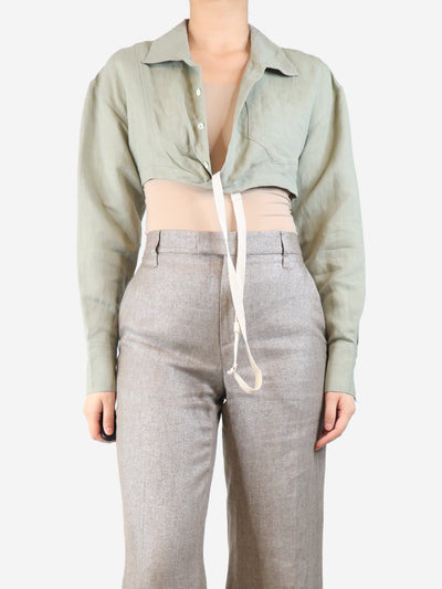 Green linen crop top - size UK 8 Tops Jacquemus 