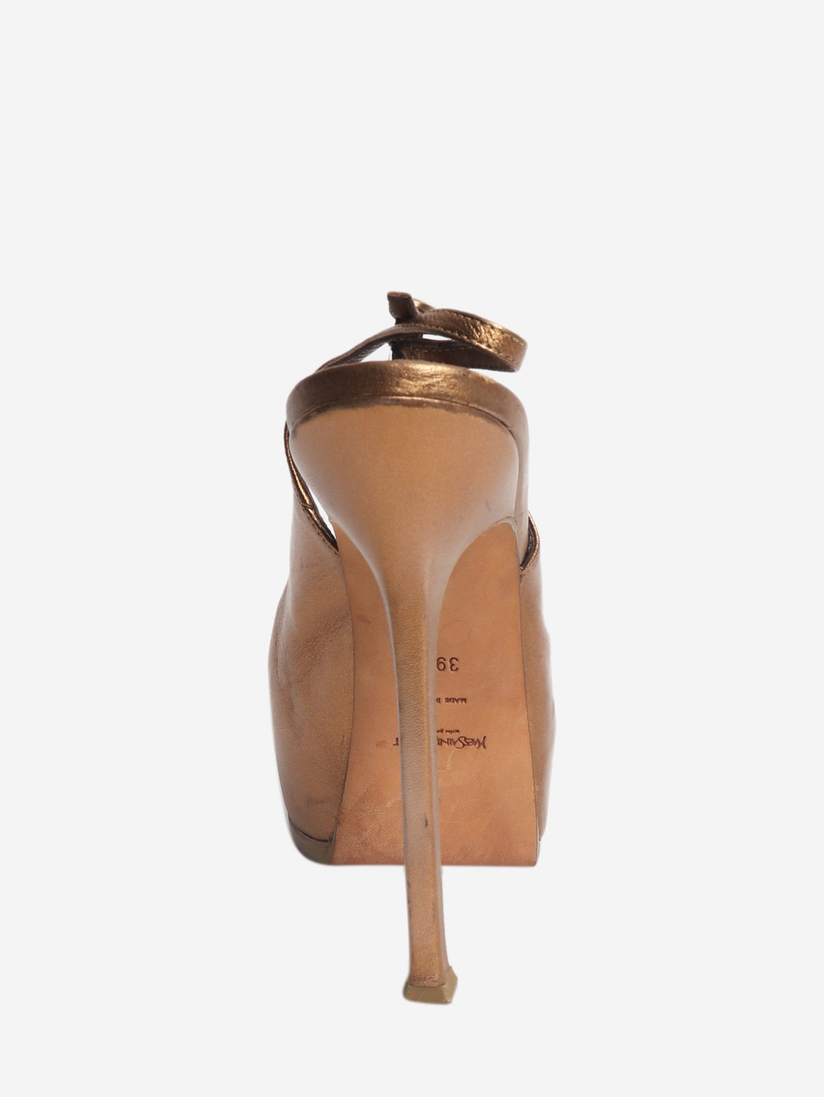 Metallic bronze leather Tribtoo slingback pumps - size EU 39.5 Heels Saint Laurent 