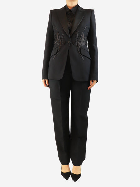 Black tuxedo blazer and trouser set - size UK 10 product image