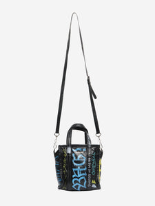 Balenciaga Black Graffiti Bazaar Shopper 2way bag