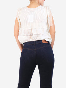 Isabel Marant White sleeveless ruffled top - size UK 10