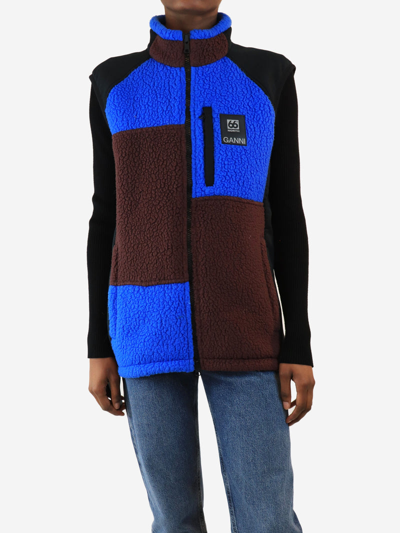 Blue and maroon colour-block fleece vest - size XS Coats & Jackets Ganni x 66°North 