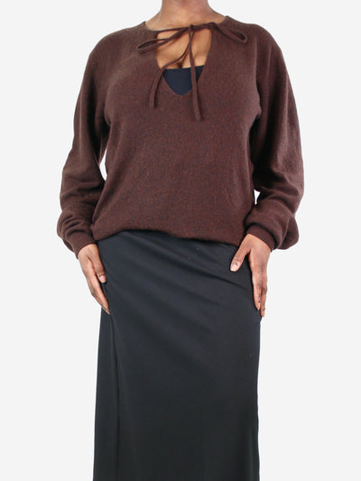 Brown cashmere neck-tie jumper - size L Knitwear Khaite 