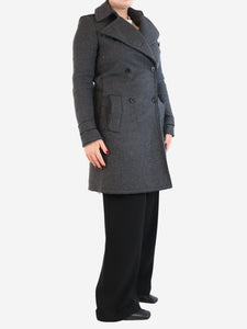 Celine Grey double-breasted wool overcoat - size UK 12
