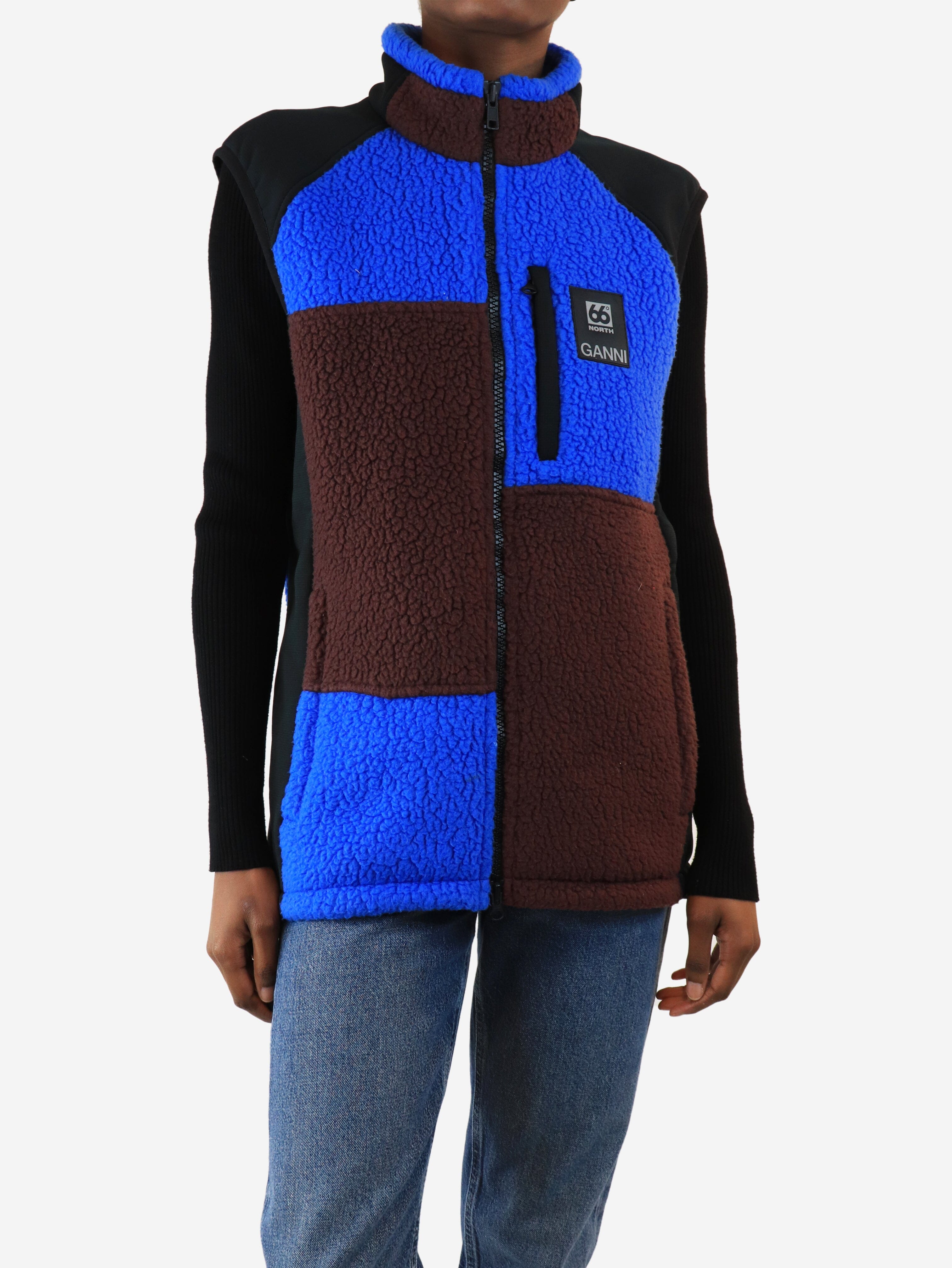 Blue and maroon colour-block fleece vest - size XS Coats & Jackets Ganni x 66°North 