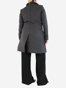 Celine Grey double-breasted wool overcoat - size UK 12