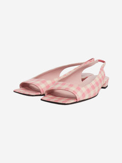 Pink and white gingham slingback flats - size EU 40 Flat Shoes Emilia Wickstead 