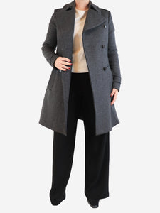 Celine Grey double-breasted wool overcoat - size UK 12