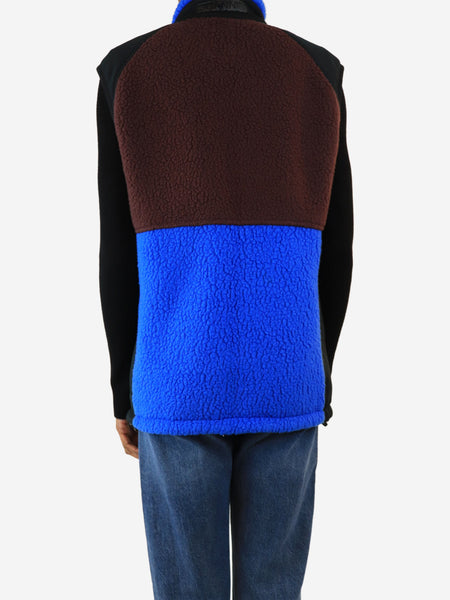 Blue and maroon colour-block fleece vest - size XS alternate image