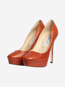 Jimmy Choo Brown snakeskin platform heels - size EU 35