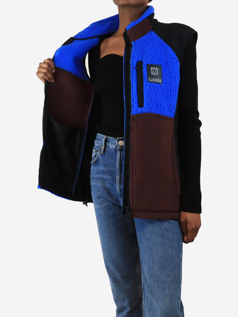 Blue and maroon colour-block fleece vest - size XS Coats & Jackets Ganni x 66°North 
