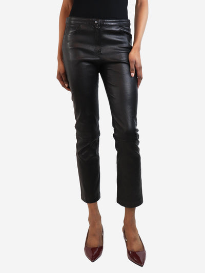 Black leather low rise trousers - size UK 8 Trousers The Row 