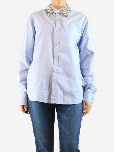 Blue bejewelled collar shirt - size S Tops Gucci 
